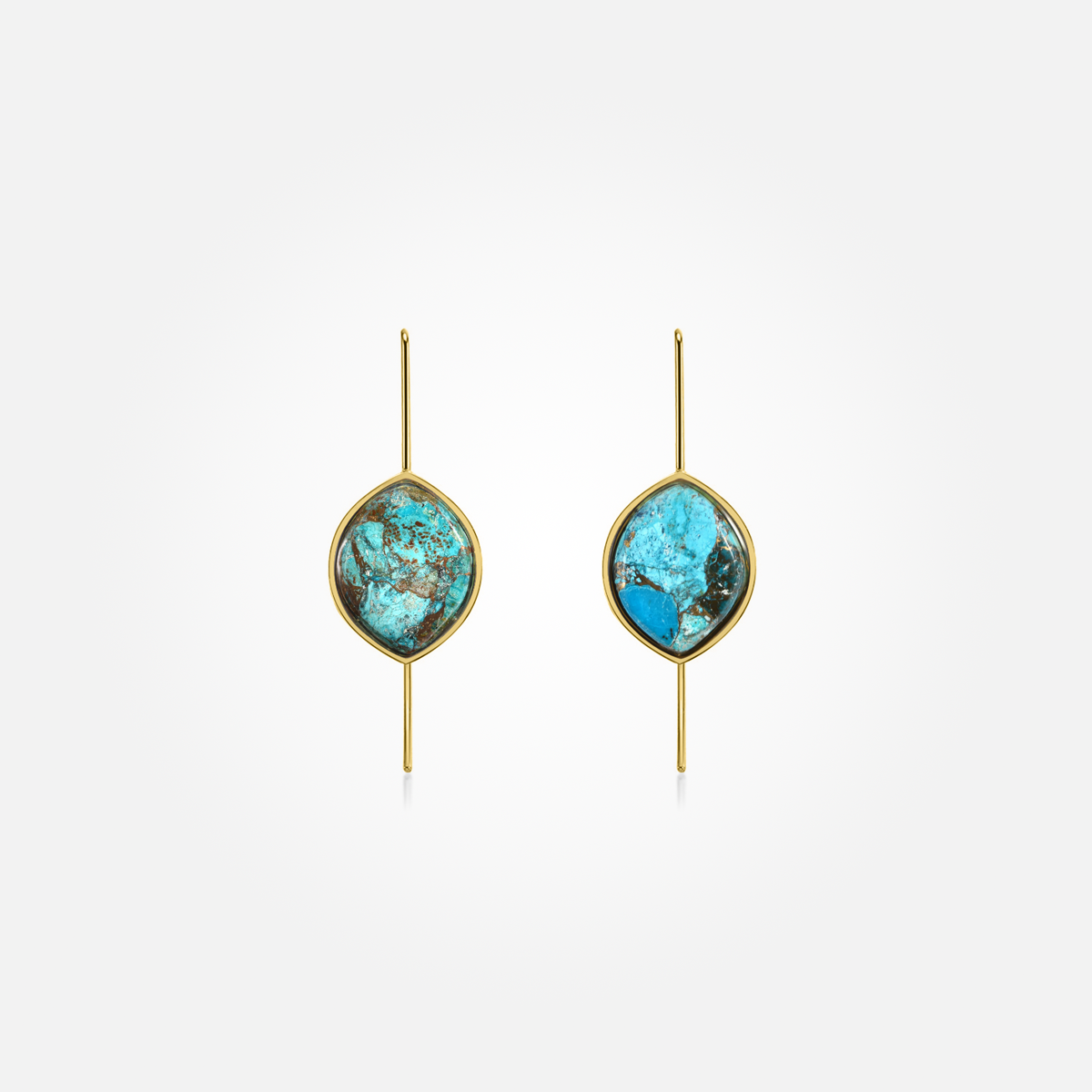 Chrysocolla Copper Stone Earrings (Curved)