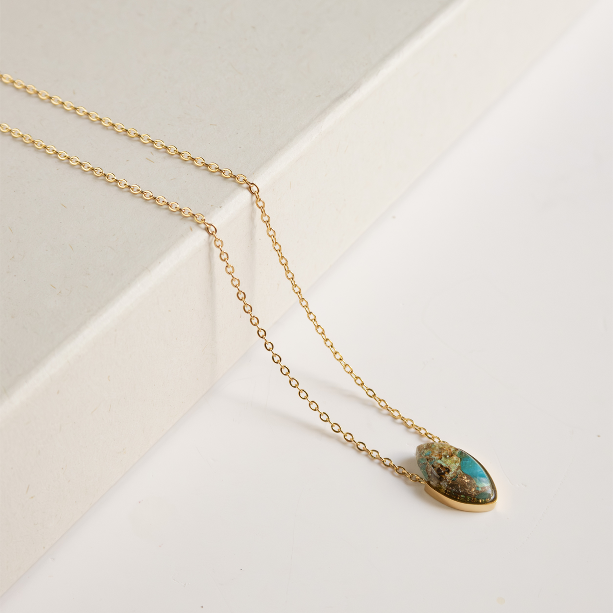 Chrysocolla Copper Stone Necklace (Marquis)