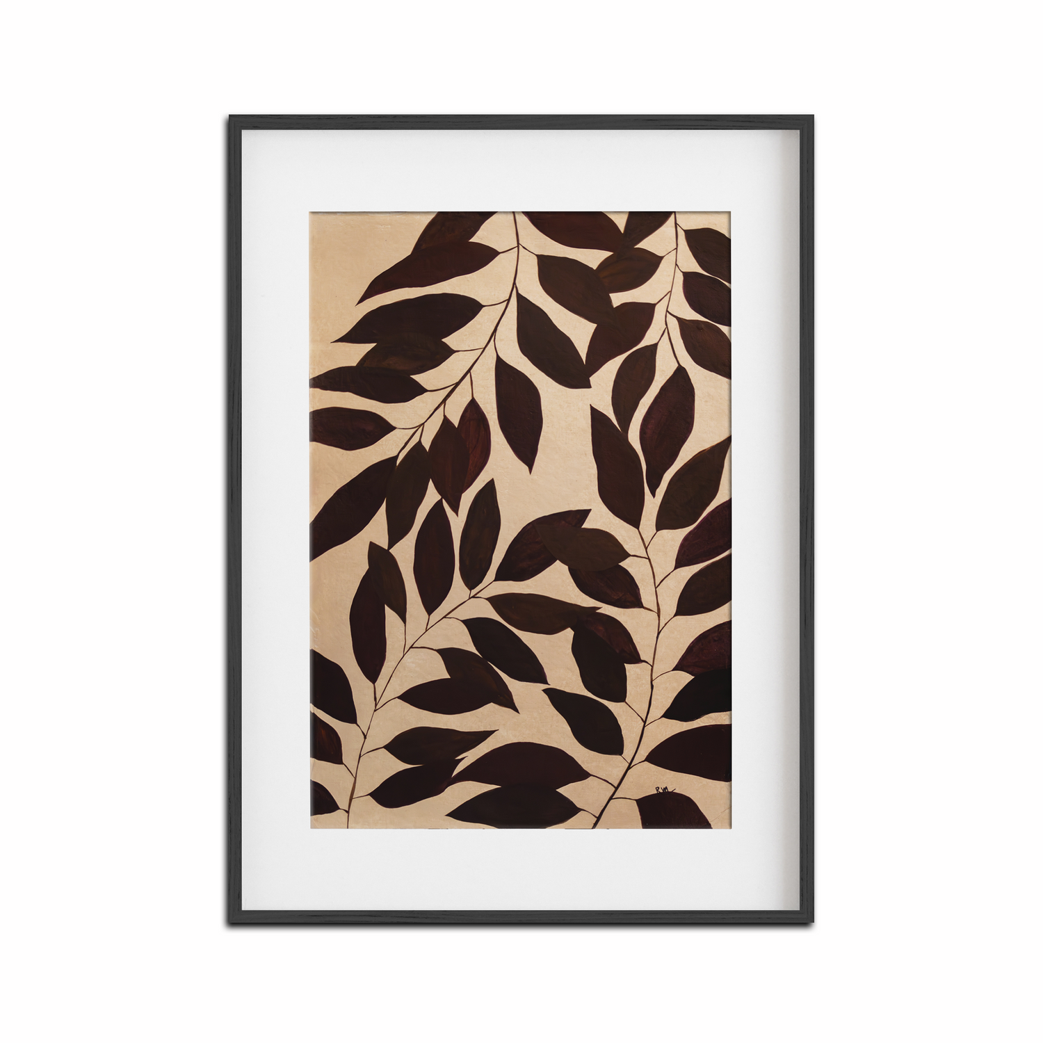 Garden Walk - Leaves on Beige Painting