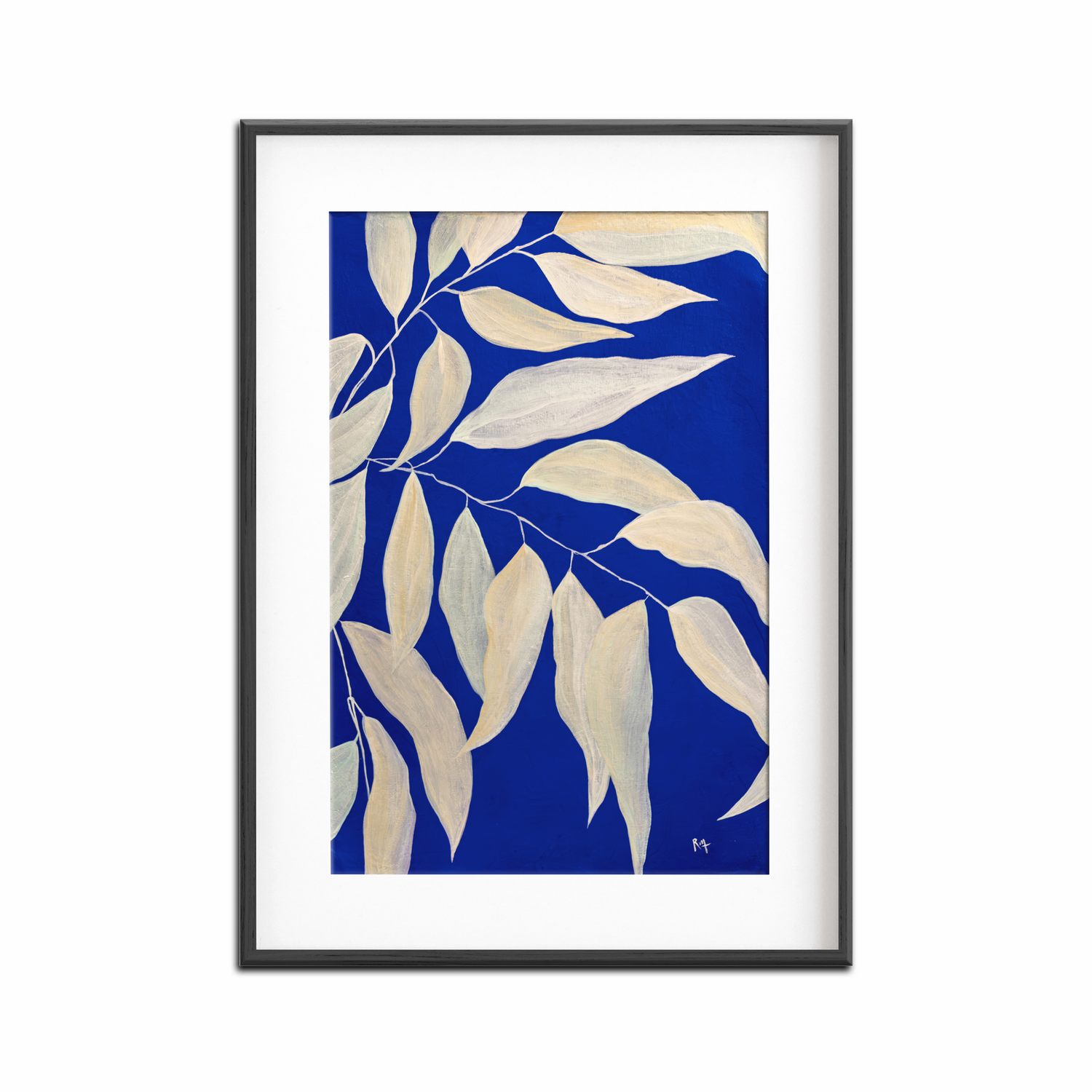 Garden Walk - Leaves on Cobalt Painting