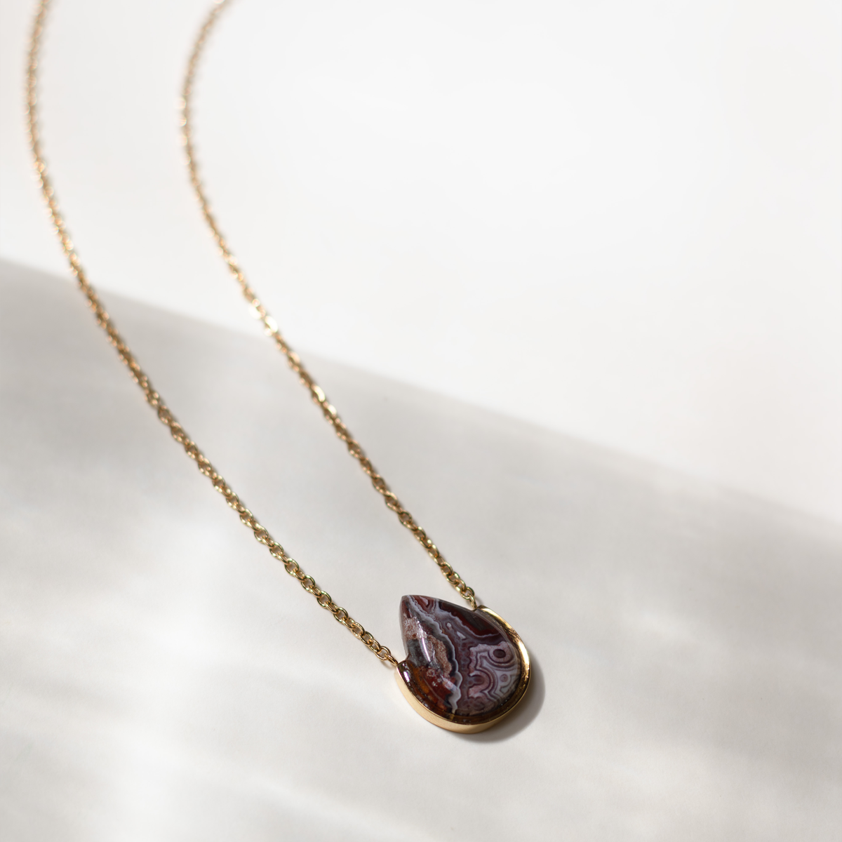 Lace Agate Stone Necklace (Teardrop)