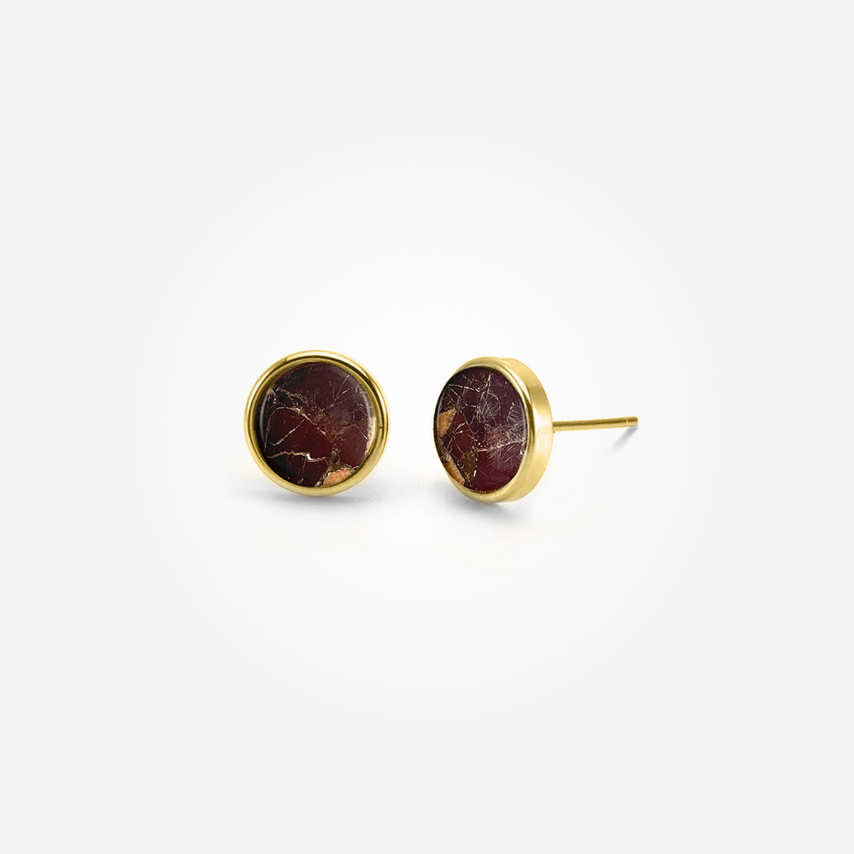 Lava Copper Stone Ear Studs (Round)