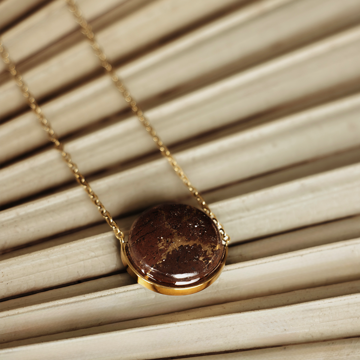 Lava Copper Stone Necklace (Round)