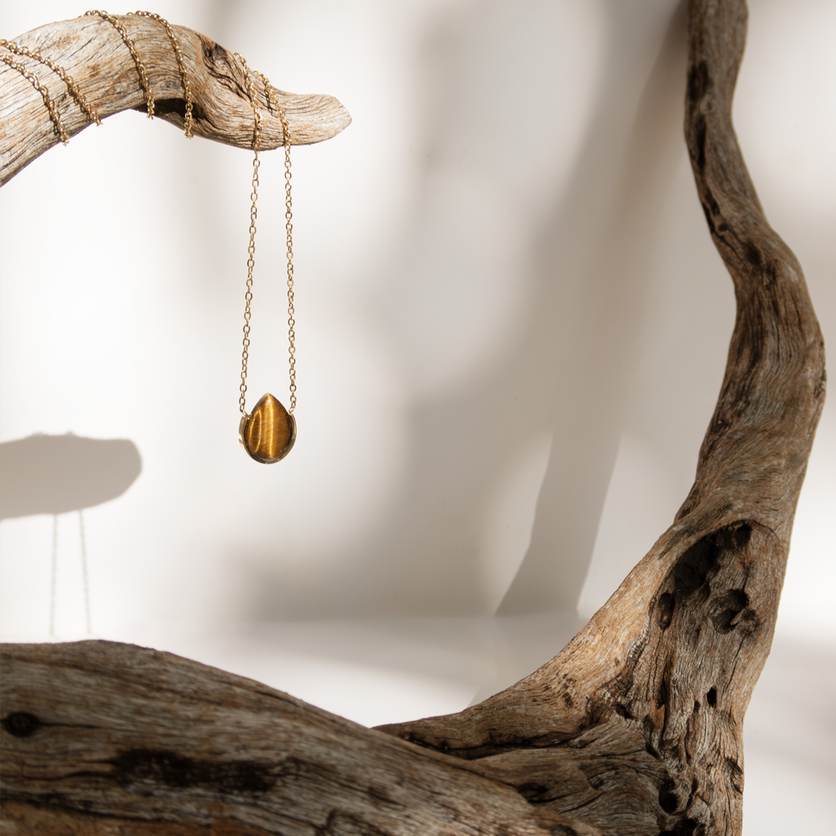 Tiger Eye Stone Necklace (Teardrop)