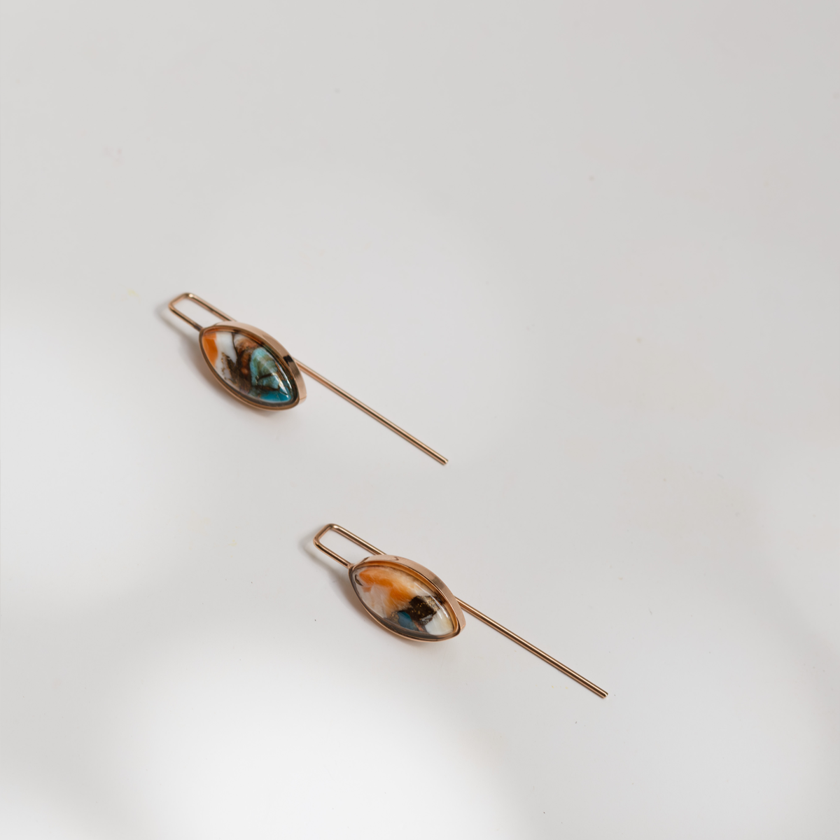 Turquoise Oyster Copper Stone Earrings (Straight)
