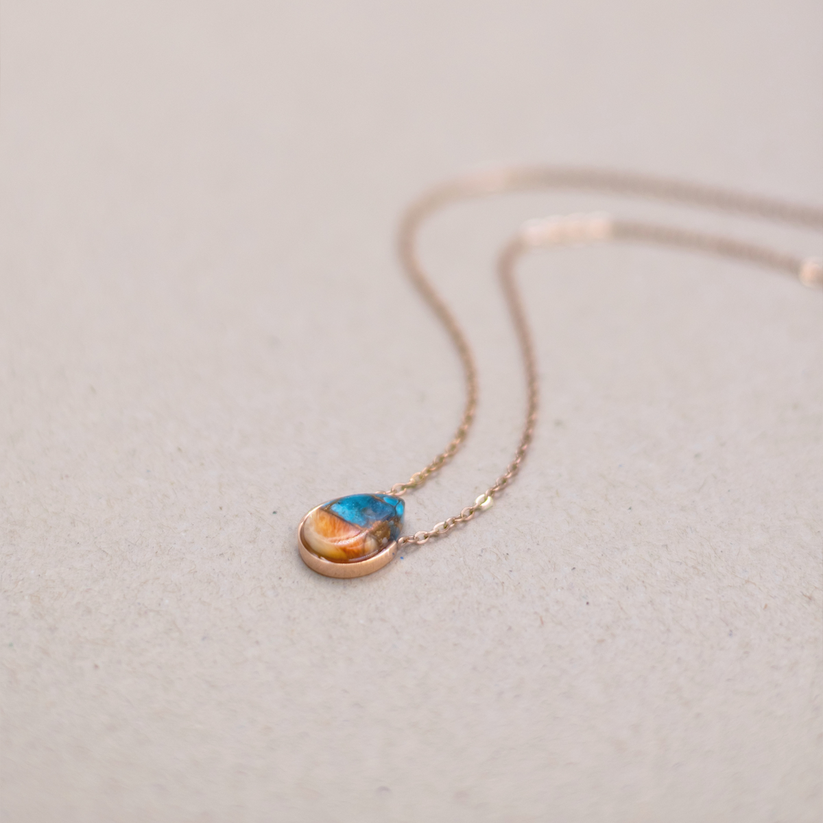Turquoise Oyster Copper Stone Necklace (Teardrop)