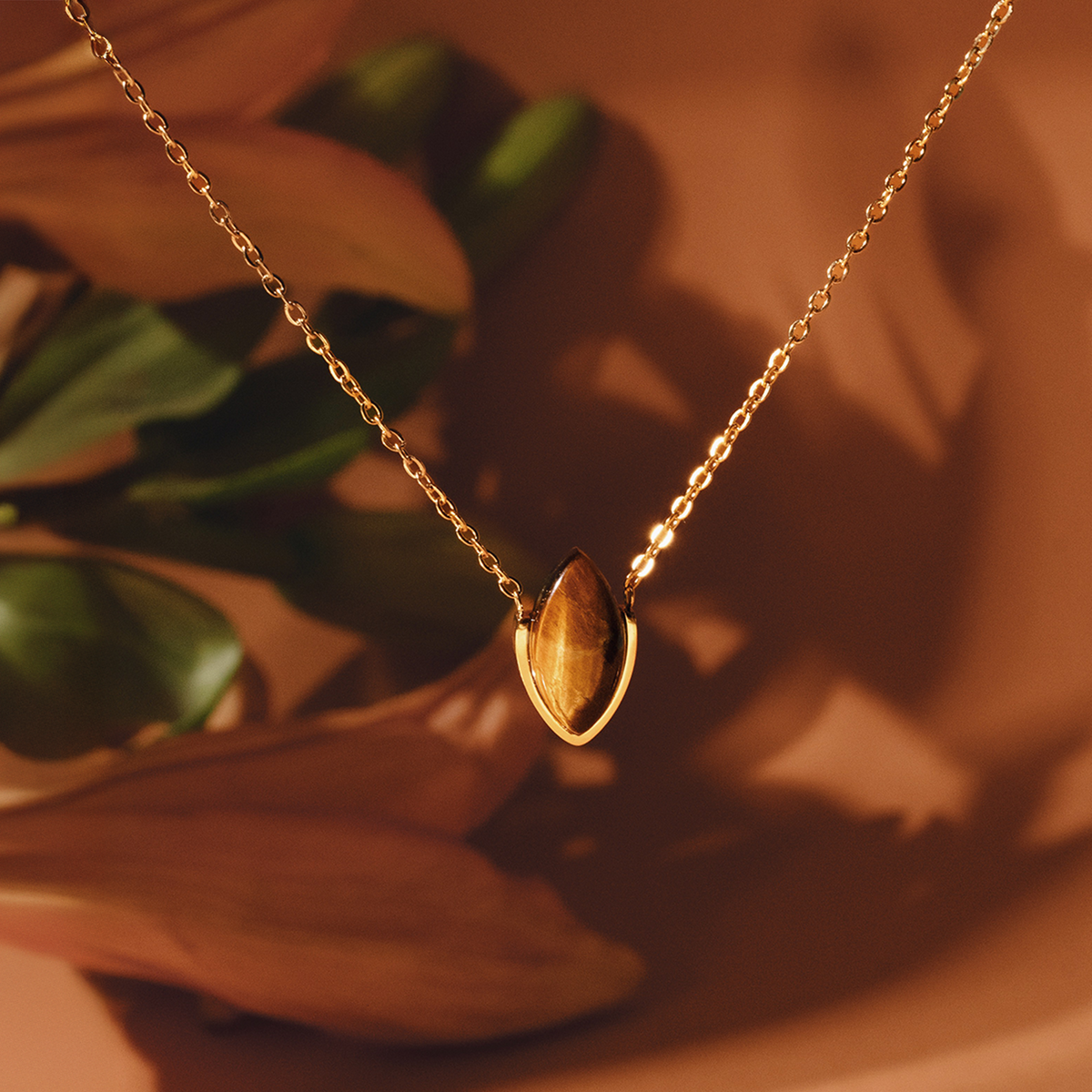 Tiger Eye Stone Necklace (Marquis)