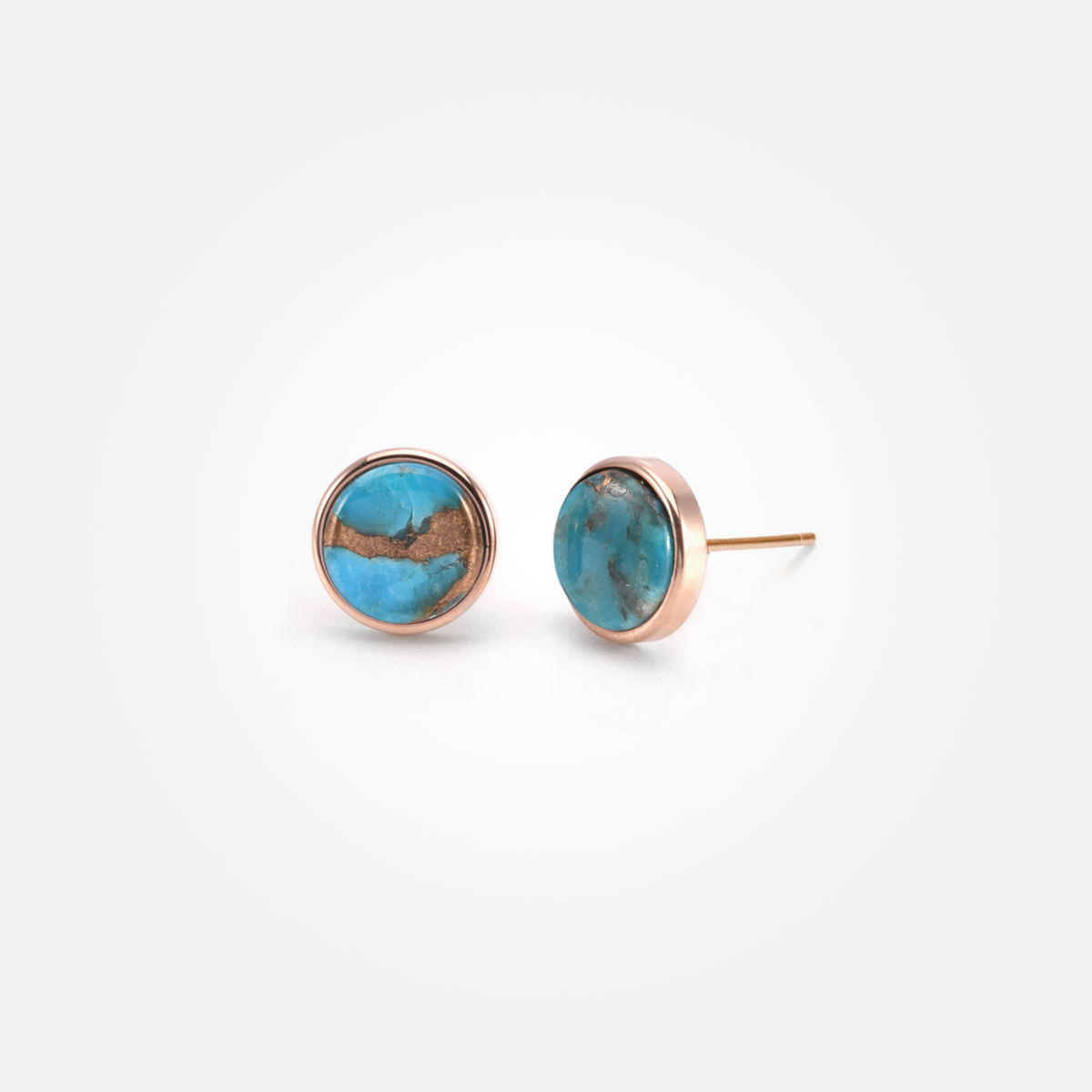 Turquoise Copper Stone Ear Studs (Round)