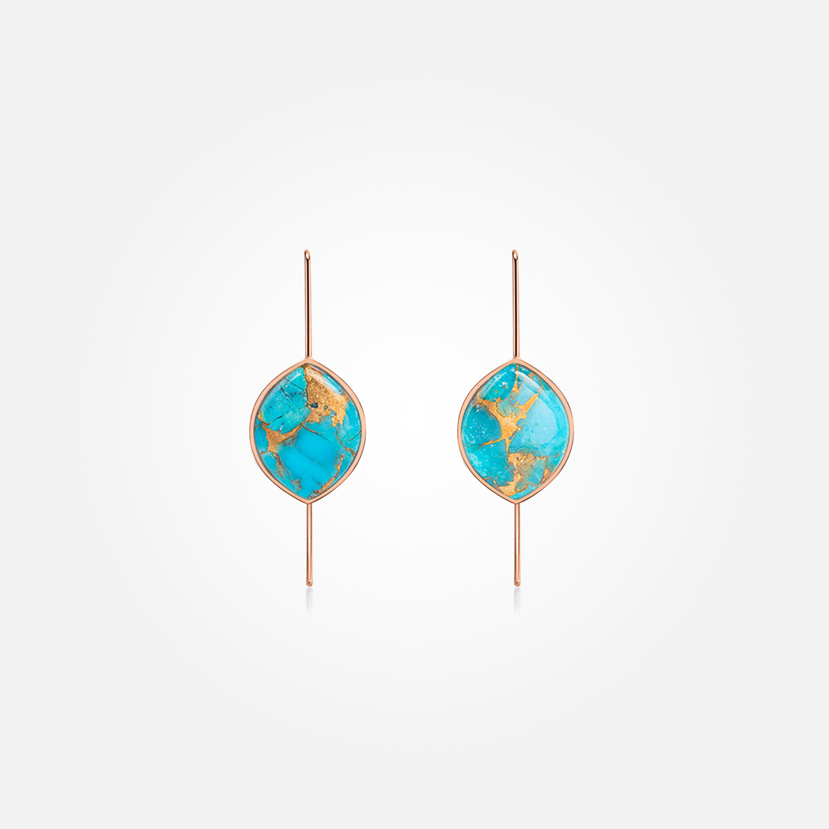 Turquoise Copper Stone Earrings (Curved)