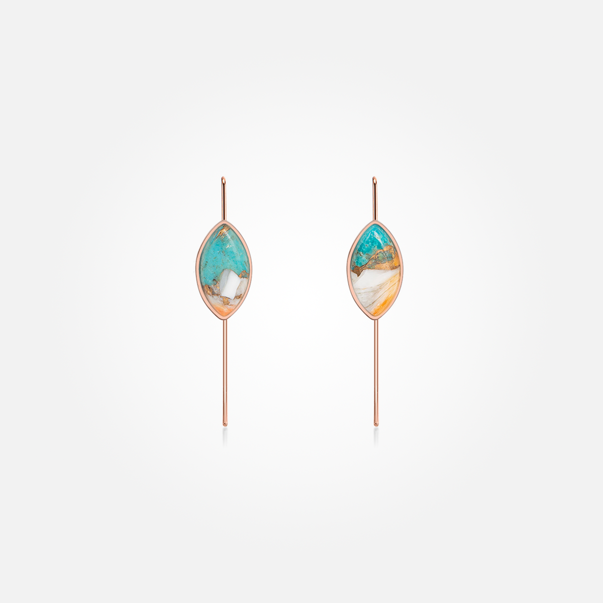 Turquoise Oyster Copper Stone Earrings (Straight)