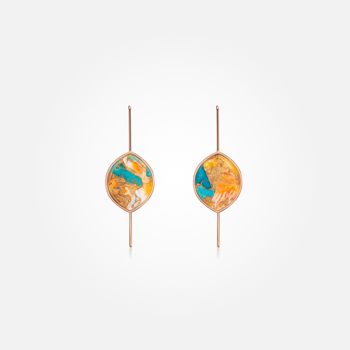 Turquoise Oyster Copper Stone Earrings (Curved)